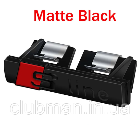 Емблема для решітки радіатора S-line AUDI (Ауді) - Чорний Матт 72 х 16 мм, фото 1