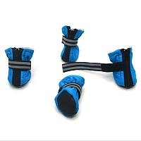 Ботиночки для собак і кішок Zoo-hunt Мех блакитні №0,5 4х5,5х9 см