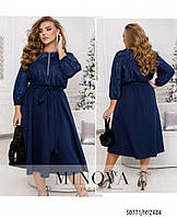 Женское красивое платье синего цвета больших размеров с 50 по 68 размер