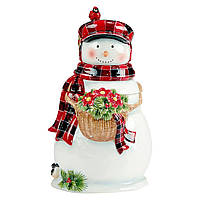 Емкость для хранения керамическая белая в форме снеговика "Рождественская хижина" Certified International