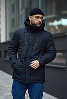 Практична комфортна чоловіча синя курточка на зиму, дуже тепла чоловіча модна синя зимова курточка