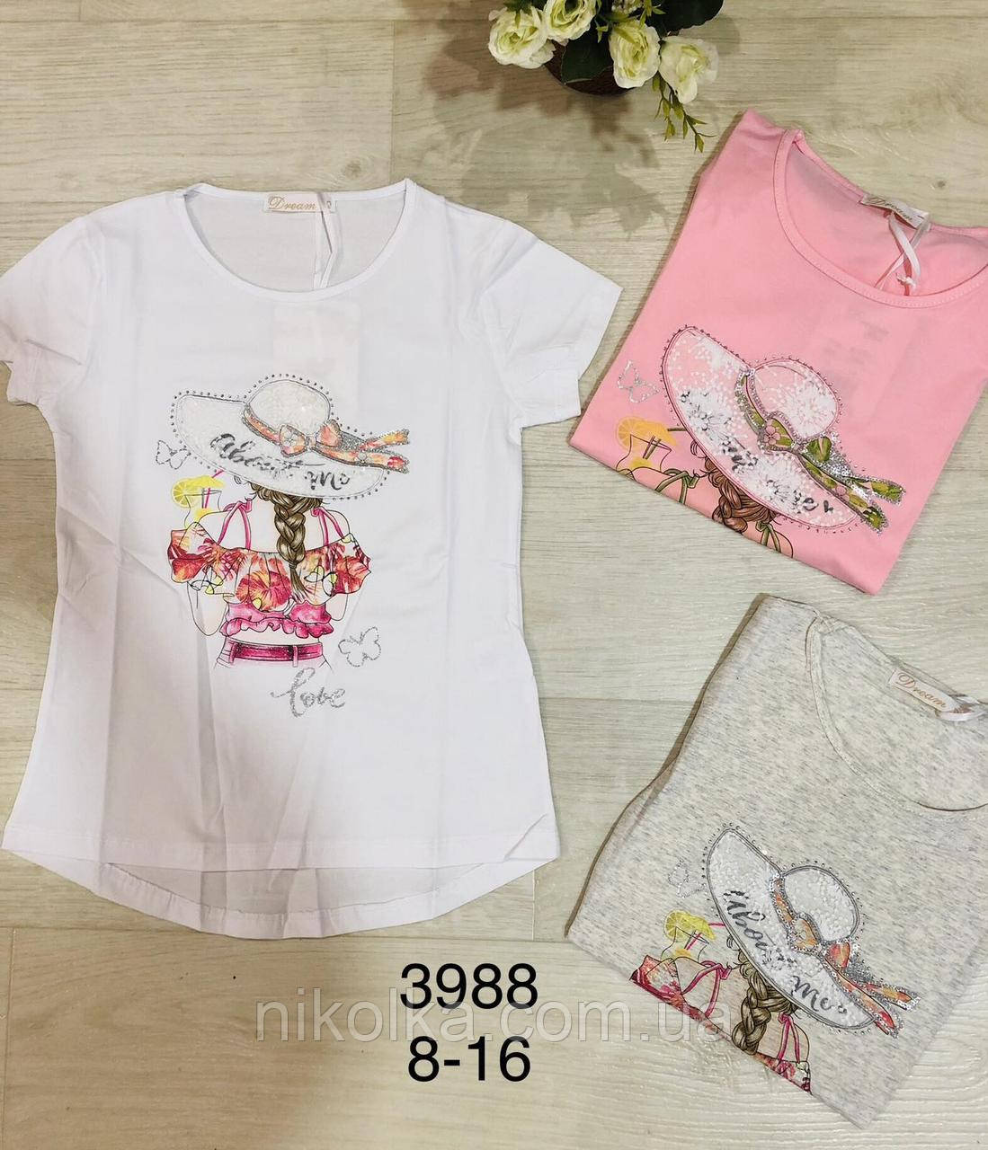 Футболка для дівчаток оптом, Dream Girl, 8-16 рр., арт. 3988, фото 1
