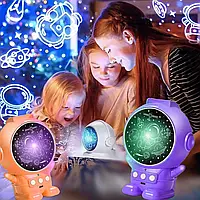 Светильник светодиодный в форме астронавта с проектором галактики и звуковыми эффектами, Ночник в детскую