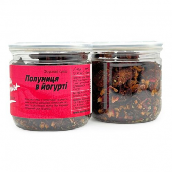 Чай фруктова суміш Полуниця в йогурті, 80г, банка, фото 1