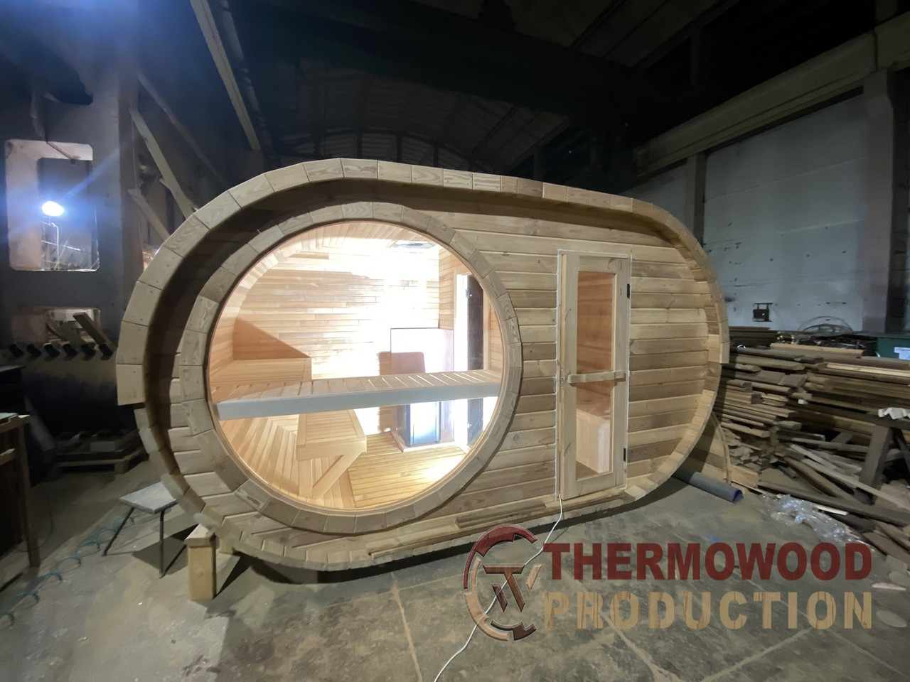 Баня овальна 4,2х2,3м Ovale Fassauna від виробника Thermowood Production