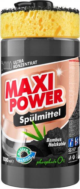 Засіб для миття посуду Maxi Power, Бамбукове вугілля, 1л, Maxi Power, Арт.48223