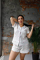 Женская пижама из муслина, рубашка + шорты белая