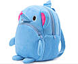 Дитячий рюкзак зі страхувальним ремінцем Блакитна Шиншила малюкам малий для садка м'який велюр унісекс, фото 2