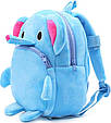 Дитячий рюкзак зі страхувальним ремінцем Блакитна Шиншила малюкам малий для садка м'який велюр унісекс, фото 5