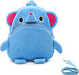 Дитячий рюкзак зі страхувальним ремінцем Блакитна Шиншила малюкам малий для садка м'який велюр унісекс, фото 8
