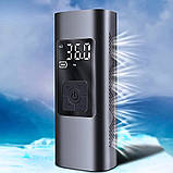 Компресор автомобільний насос бездротовий автокомпресор для колес з ліхтариком та Power Bank, фото 7