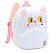 Дитячий рюкзак для улюблених малюків "Кішечка" білий дошкільний маленький для дівчинки велюр для садка, фото 6