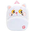 Дитячий рюкзак для улюблених малюків "Кішечка" білий дошкільний маленький для дівчинки велюр для садка, фото 5