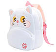 Дитячий рюкзак для улюблених малюків "Кішечка" білий дошкільний маленький для дівчинки велюр для садка, фото 2