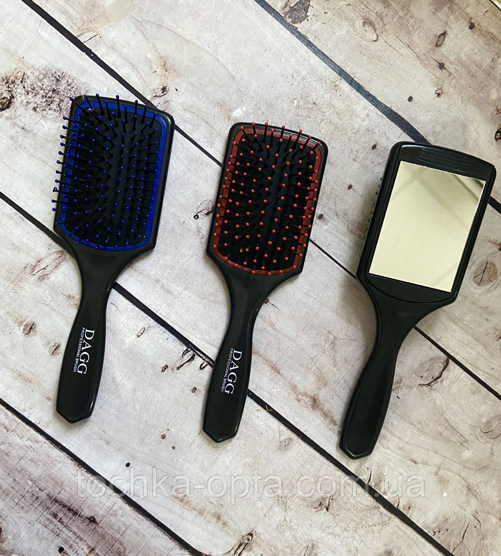 Масажна щітка для волосся Dagg 854А квадратна з висувним дзеркалом, фото 1