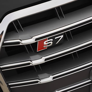 Емблема шильдік S7 AUDI (Ауди) для решітки радіатору - Чорний глянець 68х22 мм, фото 2