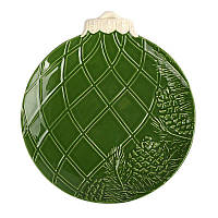 Тарелка десертная из керамики зеленая в форме елочной игрушки "Новогоднее чудо" Bordallo