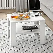 Журнальний столик квадратний сучасний з поличкою, кавовий столик у вітальню