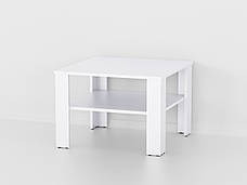 Журнальний столик квадратний сучасний з поличкою, кавовий столик у вітальню, фото 3