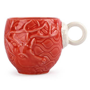 Чашка з кераміки в помаранчевому кольорі із зображенням оленя "Новорічне диво" Bordallo