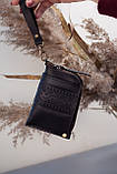 Міні-гаманець картхолдер чорний та темно-коричневий з тисненням Вишивка | міні гаманець на блискавці, фото 8