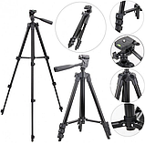 Штатив Tripod 3120А 102 см + ПУЛЬТ + Тримач! штатив для камери, для телефону похилий Чорний, фото 6