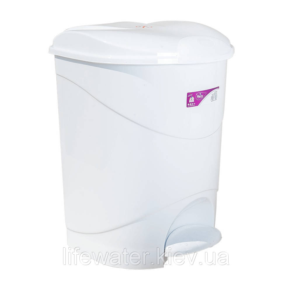 Відро для сміття з педаллю Irak Plastik Bella №1 12л біле, фото 1