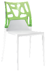 Стілець Papatya Ego-Rock біле сидіння, верх прозоро-зелений