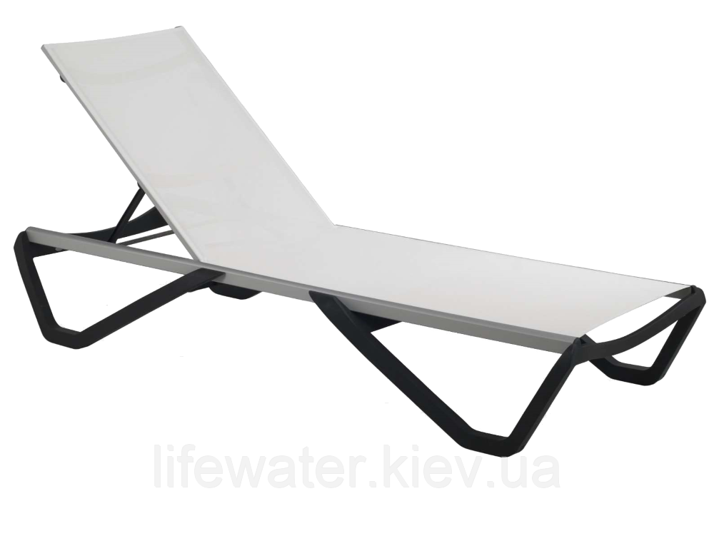 Шезлонг Papatya Wave антрацит 22, сітка біла 5001, фото 1