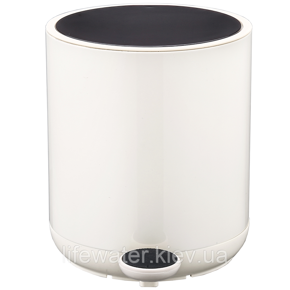 Відро для сміття з педаллю Nordic Style JAH 5 л кругле бежевий з внутрішнім відром, фото 1