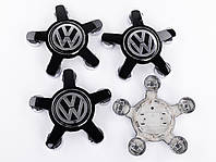 Колпачки заглушки на литые диски Ауди с логотипом VW Фольксваген 135 мм звезда, черные 4F0601165N комплект
