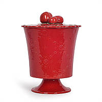 Конфетница новогодняя из керамики с крышкой в красном цвете "Рождественская гирлянда" Bordallo