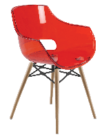 Кресло Papatya Opal-Wox прозрачно-красное, рама натуральный бук