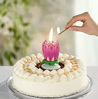 Музыкальная Вращающаяся Свеча для торта в виде Лотоса