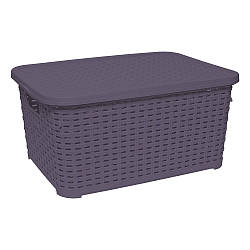 Кошик під ротанг з кришкою 5 л фіолетовий