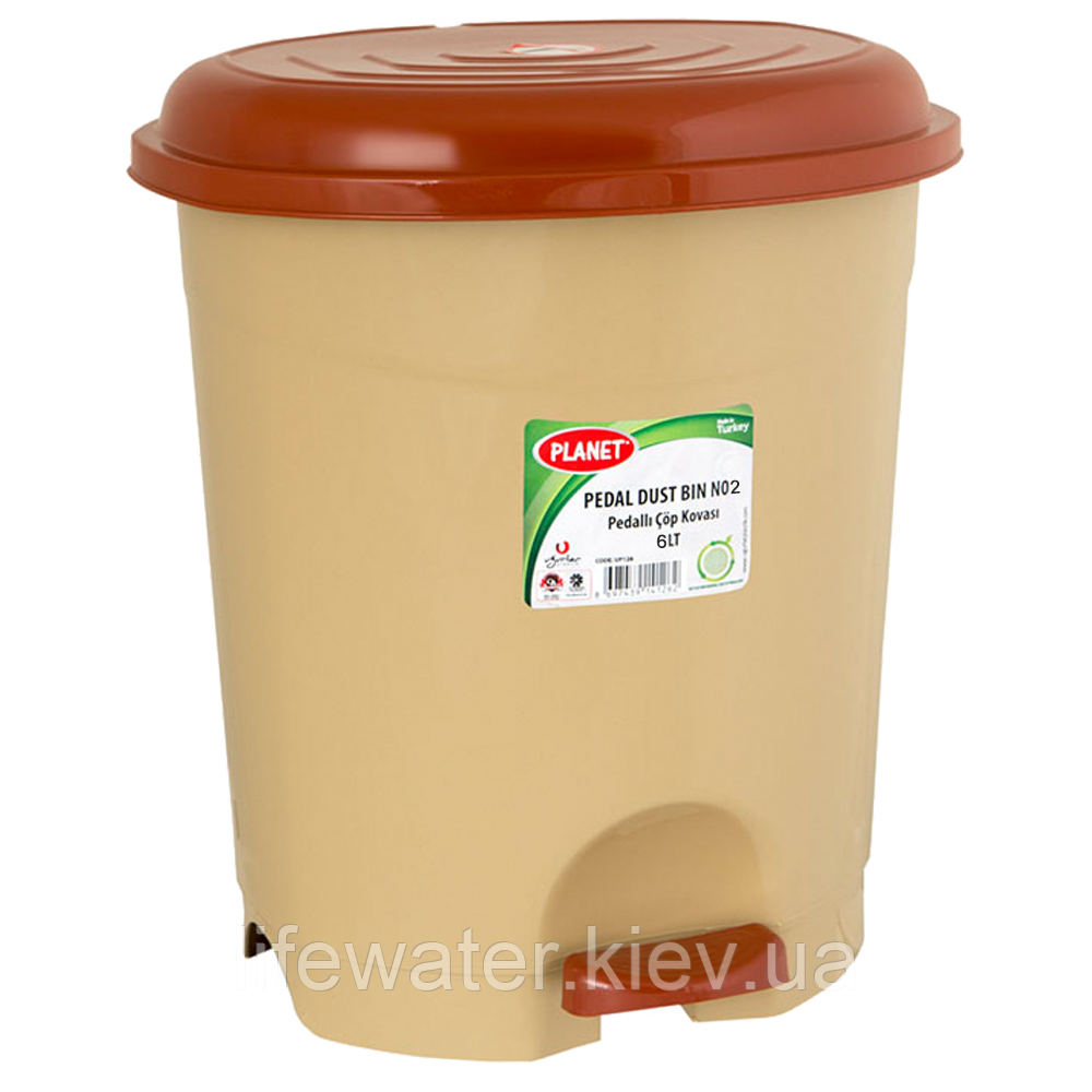 Відро для сміття з педаллю Planet №2 6 л бежеве, фото 1