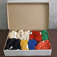 Набор хопковой пряжи для плетения, декорации и упаковки, коробка - 8 цветов, пасма 100 м.п всего 24 позиции