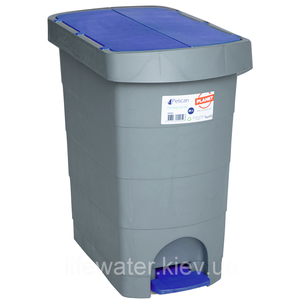 Відро з педаллю Planet Pelican 20 л сіро-синє, фото 1