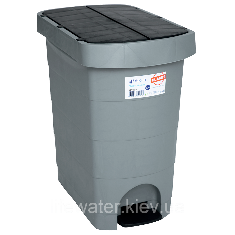 Відро з педаллю Planet Pelican 60 л сіро-чорне, фото 1