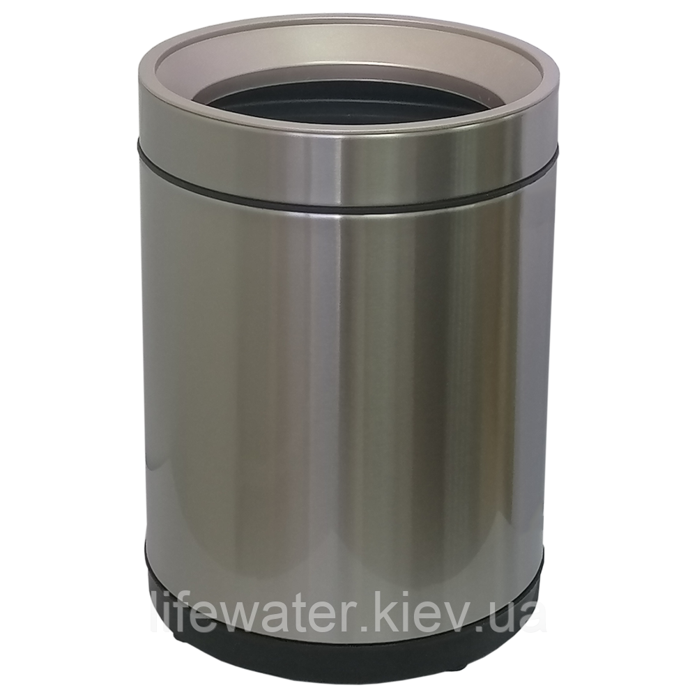 Відро для сміття JAH 10 л кругле срібний металік без кришки з внутрішнім відром, фото 1