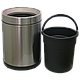 Відро для сміття JAH 10 л кругле срібний металік без кришки з внутрішнім відром, фото 4