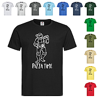 Черная мужская/унисекс футболка Черепашки-ниндзя Pizza time (11-16-10)