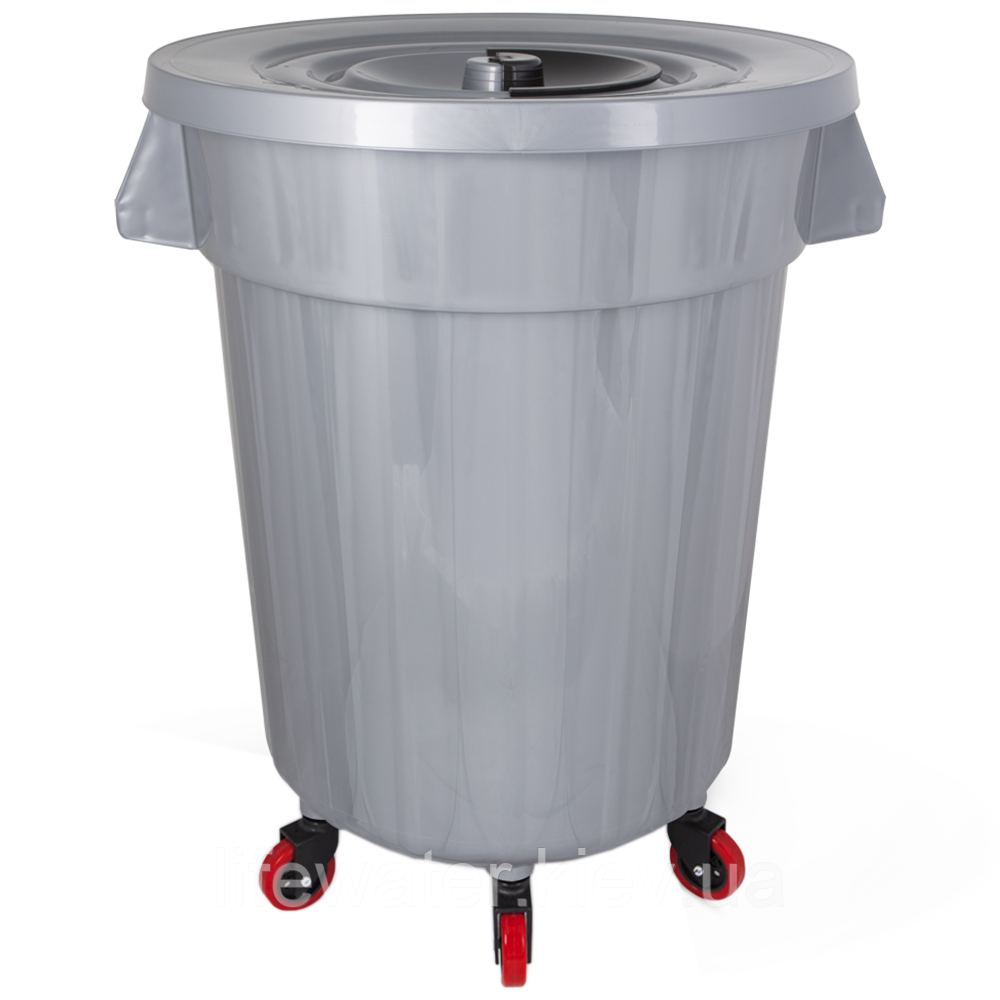 Бак для сміття Planet №6 120 л на колісах сірий металік, фото 1