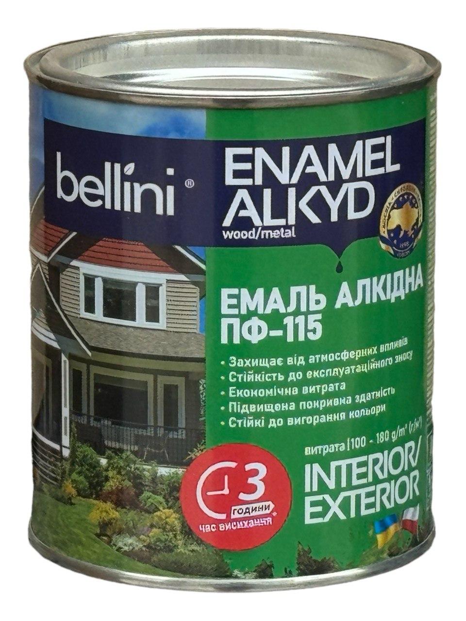 Емаль алкідна BELLINI ПФ-115 0.9 кг сіра