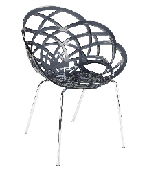 Крісло Papatya Flora-ML прозоро-димчасте сидіння, ніжки хром