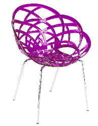 Крісло Papatya Flora-ML прозоро-пурпурове сидіння, ніжки хром