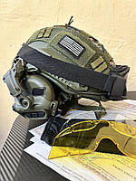 Шлем Fast USA NIJ IIIA, наушники Earmor, тактические очки, адаптеры для наушников чебурашки