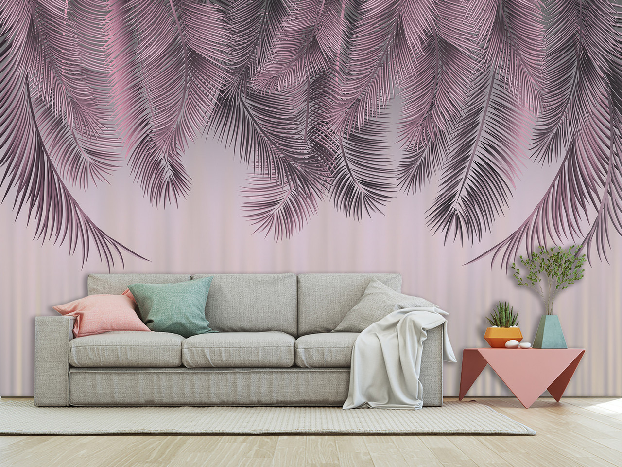 Фото шпалери 3д над ліжком у спальню "Пальмове дерево", флізелінові фотошпалери для дому, фото 1