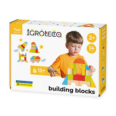 Розвиваючі дерев'яні будівельні блоки для малюків14 фігур