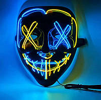 Неонова маска Purge Mask AJS (з фільму "Судна ніч") Жовто-блакитна.
